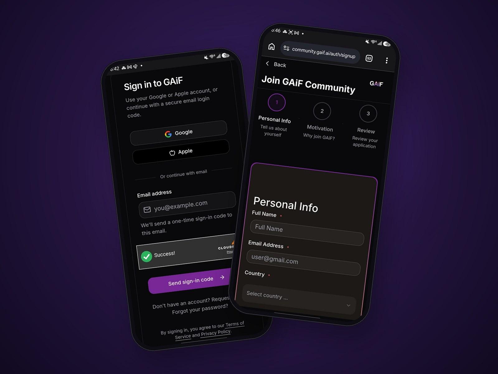 Signing up to the GAiF community